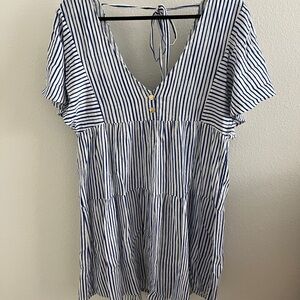 Zara Blue and White Striped Mini Dress